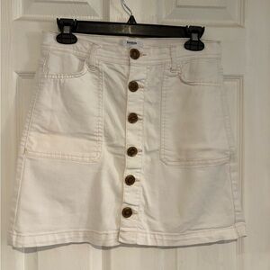 Kensie Off-White Button-Front Jean Skirt